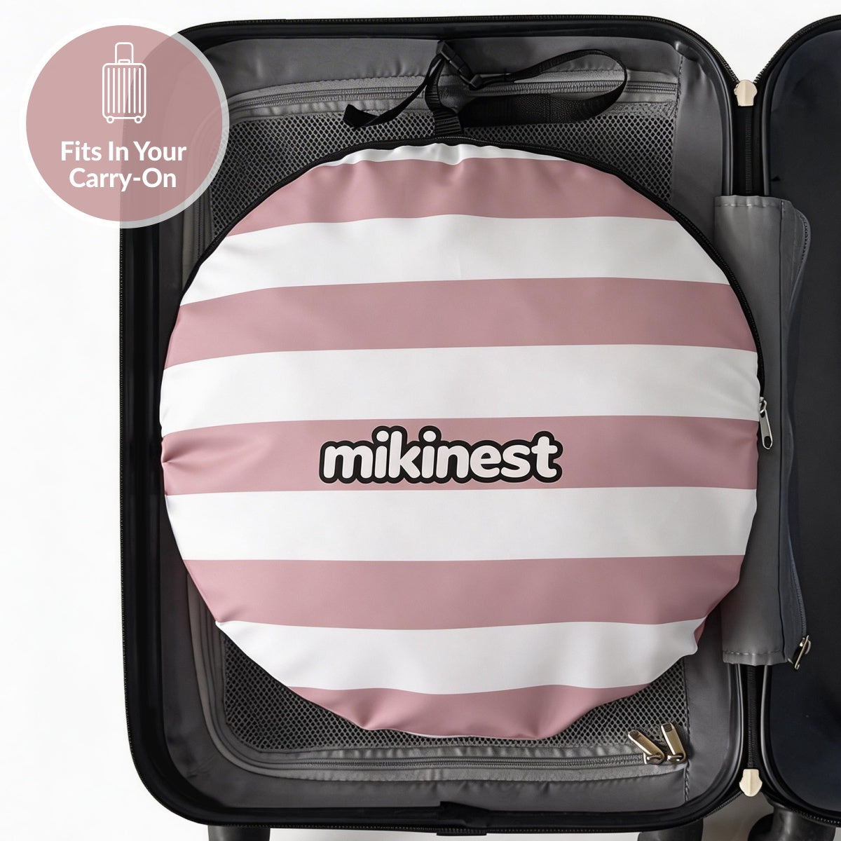 Mikinest Ease Baby Beach Tent Pink Packed in Carry-On Luggage Compact Portable Travel Beach Tent