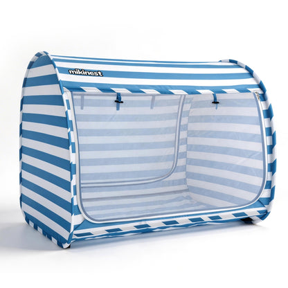 Mikinest Ease Baby Beach Tent Blue Stripe UPF 50+ Pop-Up Sun Shelter for Babies and Toddlers